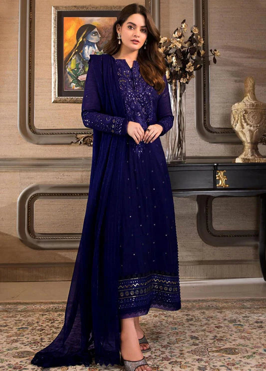 Embroidered Chiffon Front Embroidered Neckline Lace Embroidered Front Daman Border Plain Chiffon Back Embroidered Chiffon Sleeves Embroidered Sleeves Border Embroidered Chiffon Dupatta Viscose Dyed Trouser