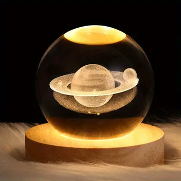 3D crystal Glowing Light Planets
