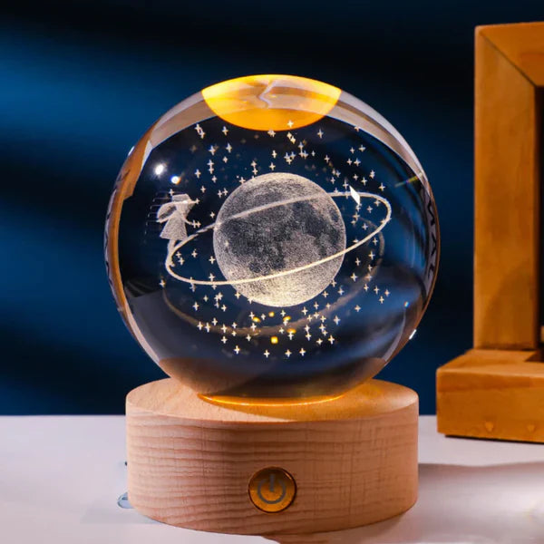 3D crystal Glowing Light Planets