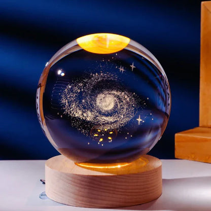 3D crystal Glowing Light Planets